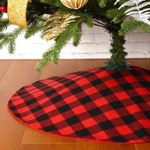 Sattiyrch Buffalo Plaid Christmas Tree Skirt 36 in,Red Black Buffalo Check Christmas Tree Skirt for Holiday Christmas Decorations (36in, Red and Black)