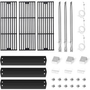 CANDANA Replacement Parts for Chargriller 3001, 3008, 3030, 4000, 5050, 5252 Grill Models, Stainless Steel Burner, Porcelain Steel Heat Plates, Porcelain Cast Iron Cooking Grid Grates, Igniters