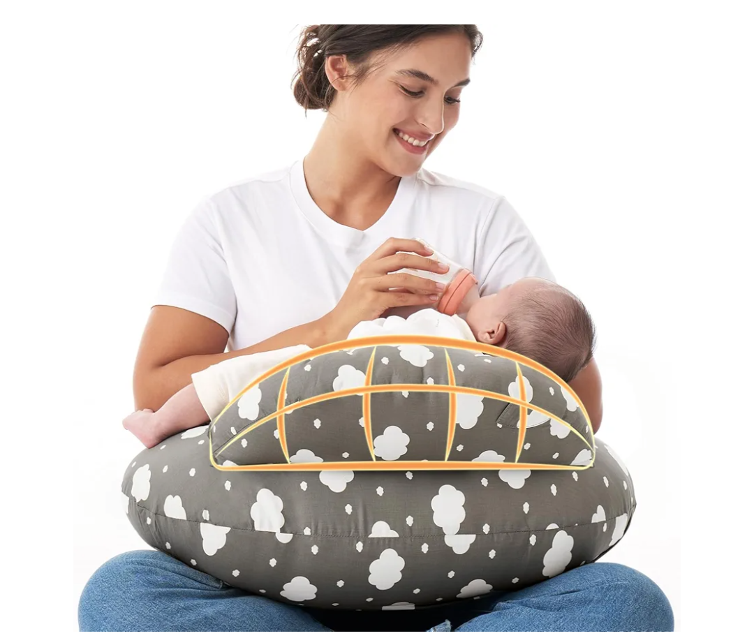 Momcozy Original Nursing Pillow for Breastfeeding-Pioneering Safety Fence- Wider Feeding Pillows for More Support for Mom & Baby- Easier Nursing & Hand Free- Fit for All, Removable Cotton Cover