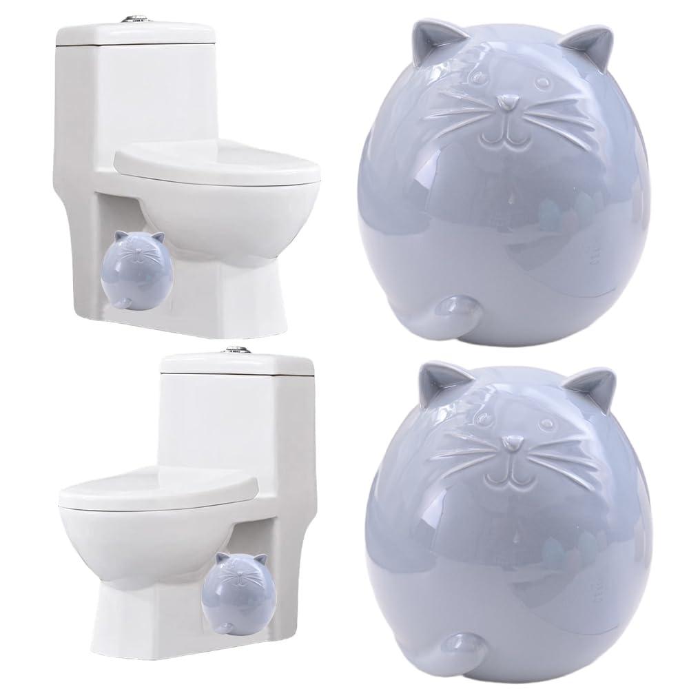 Set of 2 Toilet Bolt Covers Decorative, Cat Ceramic Toilet Bolt Caps Decorative, Funny Toilet Screw Covers, Cute Cat Statue, Easy Installation Toilet Accessories, Bathroom Replacement Parts (Purple)
