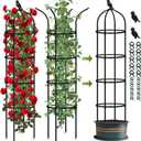 Garden Obelisk Trellis for Climbing Plants Outdoor, 6FT Tomato Cage, Rose, Flowers, Grape, Pea, Cucumber Trellis, Rustproof Plastic Coated Metal Plant Support Trellis for Potted Plants (2 Pack)