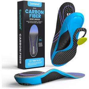 Carbon Fiber Insole for Men & Women - Sumiwish（1 Pair） High Arch & Rigid Support Shoe Insert for Women & Men - Rigid Support for Turf Toe, Foot Fractures, Hallux Rigidus - Non-Cleated Shoes.  6-7