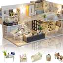 GuDoQi DIY Miniature Dollhouse Kit with Furniture, Tiny House kit 1:24 Scale, Need to Assemble Around 30 Hours, Great Handmade Crafts Gift for Birthday, Christmas, Life House(No Dust Cover)