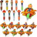 18Pack Fall Thanksgiving Sticky Notes and Pens Set,Thanksgiving Mini Ballpoint Pens Turkey Sticky Notes Pads with Ribbons Party Gifts Favors for Student Adults Office School Birthday Party Supplies