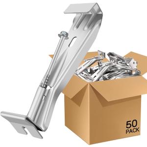 5 Inch Gutter Hangers, Hidden Aluminum Gutter Brackets with Assembled Screw - Support Sagging rain gutters.(50 Pcs)