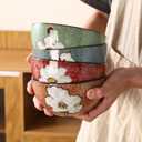 Ceramic Soup Bowls for Kitchen, 28oz Flower Bowls Set of 4, Suitable for Breakfast, Lunch, Dinner, Ideal for Ramen, Cereal, Pasta, Grains, Salads, Gifts, Kitchen Decoration