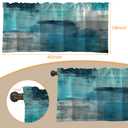 Turquoise and Grey Abstract Art Semi Sheer Window Valances - Rod Pocket, Short, Light Filtering Decor for Kitchen, Living Room, Bedroom - 42"x18"
