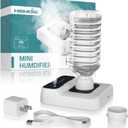 Travel Humidifier, Portable Small Humidifier for Plants, Bedroom, Office, Hotel or Car, Battery Operated Mini Cool Mist Humidifiers, Quiet 23dB, Auto-off, Night Light & BPA-Free, White