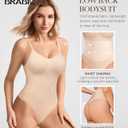 BRABIC Women's Backless Shapewear Bodysuit Tummy control Thong Seamless Body Shaper Sleeveless Compression Tanks Tops (Beige, Large)