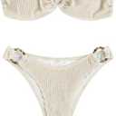 ZAFUL O Ring Bandeau Bikini Sets for Women Sexy Strapless Swimsuits 2 Piece High Cut Bathing Suit, Size M