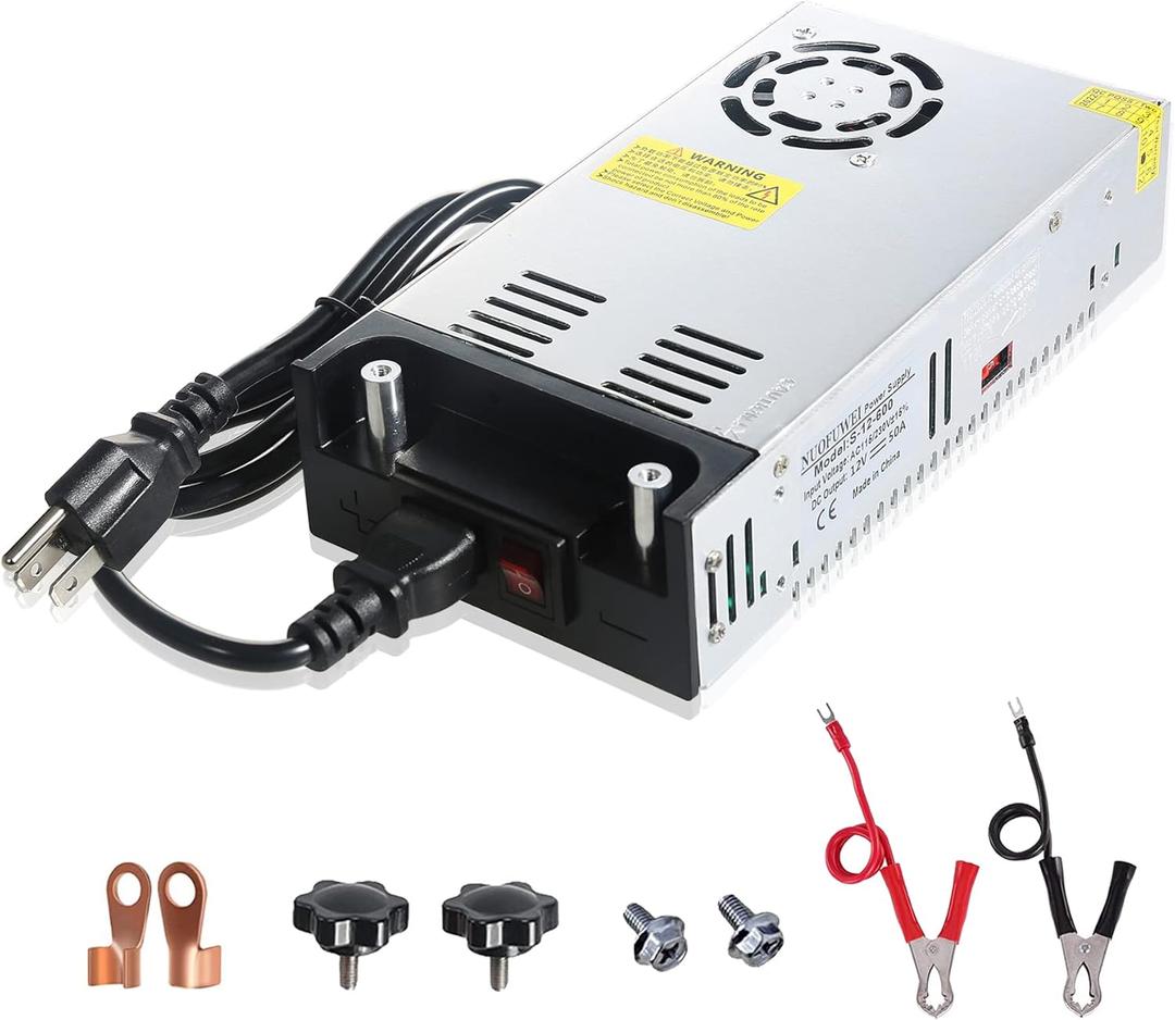 New Version DC 12V 50A 600W Switching Power Supply Adapter 110V AC to 12V DC Converter Power Supply Transformer PSU for 12Volt Motor Pump CCTV Security Camera Car Stereo 3D Printer