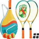 AboveGenius Kids Tennis Racket Set, 21/23/25 inch Tennis Racket for Toddler Youth Starter Kit, 3 Balls, 2 Lightweight Racquets with Easy Carrying Shoulder Strap Bag