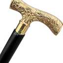 Antique Brass Walking Stick Deluxe Walking Cane Beautiful Brass Golden Handle Walking Stick for Men and Women Gift, 37"