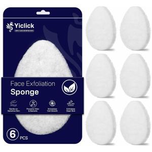 Yiclick 6 Packs Exfoliating Facial Sponge - Daily Cleansing Face Scrubber Exfoliator, Makeup Blackhead Remover Tools, Face Scrub Brush, Reusable Exfoliating Pads for Women