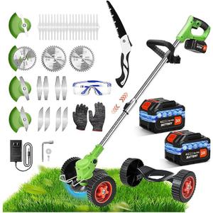 Electric Weed Eater Battery Powered - Cordless Weed Wacker Edger Lawn Tool Weed String Trimmers Brush Cutter Manual Lawn Mower Weedeater Grass Cutter Push Mower Grass Remover Tool
