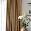 90 Inch Long Curtains Velvet Gold Brown Modern Farmhouse Thermal Curtain for Summer Heat Vintage Boho Rustic Neutral Elegant Fall Drape for Bedroom Dining Room Darkening Mid Century Decor 2 Panels Set