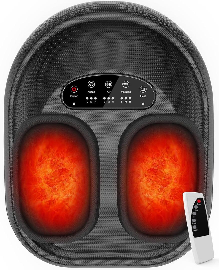 CARESKY Shiatsu Foot Massager Machine with Heat : Deep Kneading Foot Massage with Vibration & Compression for Plantar Fasciitis & Neuropathy Pain Relief, Deep Tissue Foot Massager