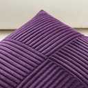 OTOSTAR Set of 1 Decorative Throw Pillow Cover Soft Corduroy Solid Lumbar Pillow Case Boho Striped Cross Patchwork Textured Cushion Cover for Sofa Car Patio Bedroom Living Room 12x20 Inch, Purple