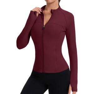 Rapbin Women's Full Zip Workout jackets Runing Slim Fit Athletic Tops With Thumb Holes (Medium)