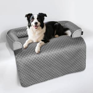 blunique Large Cooling Dog Bed – 41 x 37 inch Waterproof Couch Cover for Dogs Washable, Non-Slip Bottom, Self Cooling Mat for Dogs, Durable & Non-Gel, Dog Couch Bed for Sofa Floor Car, Cooling Grey