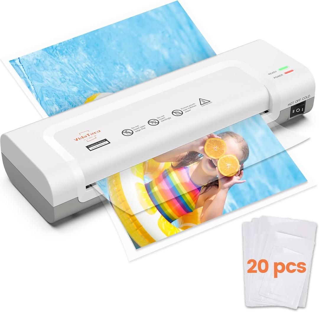 9-inch Laminator Machine with 20 Laminating Sheets, Laminating Machine 8.5 x11 with 2-Min Faster Preheat, Small Personal Laminator for Teachers, Office, School, Grey White