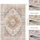 Washable Area Rug 8x10, Large Soft Rugs for Living Room Stain Resistant Non-Slip Backing Rugs for Bedroom, Vintage Clearance Large Area Rug (Turmeric/Grey,8'x10')
