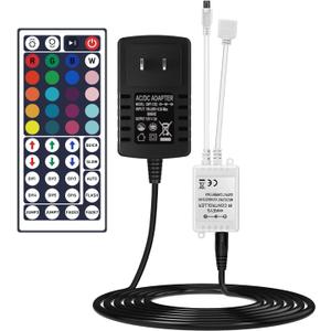 LED Light Strip Remote Controller IR Remote Control Receiver Led Light Adapter Connector Set for Receiver RGB 5050 2835 3528 Strip Lights (44Key-16.4Ft, RGB (Red, Green, Blue))