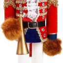 Joliyoou Christmas Nutcracker Figures, 14 Inch Wooden Nutcracker Ornaments, Large Xmas Funny Nutcracker Tabletop Festival Shelves Decorations(Bear Trumpeter)