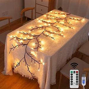Opvande Lighted 144 LEDs Willow Vines Lights for Home Decor, 6Ft Christmas Swags Decoration Indoor Walls, Artificial Plants Tree Branches for Walls Bedroom Living Room Decor