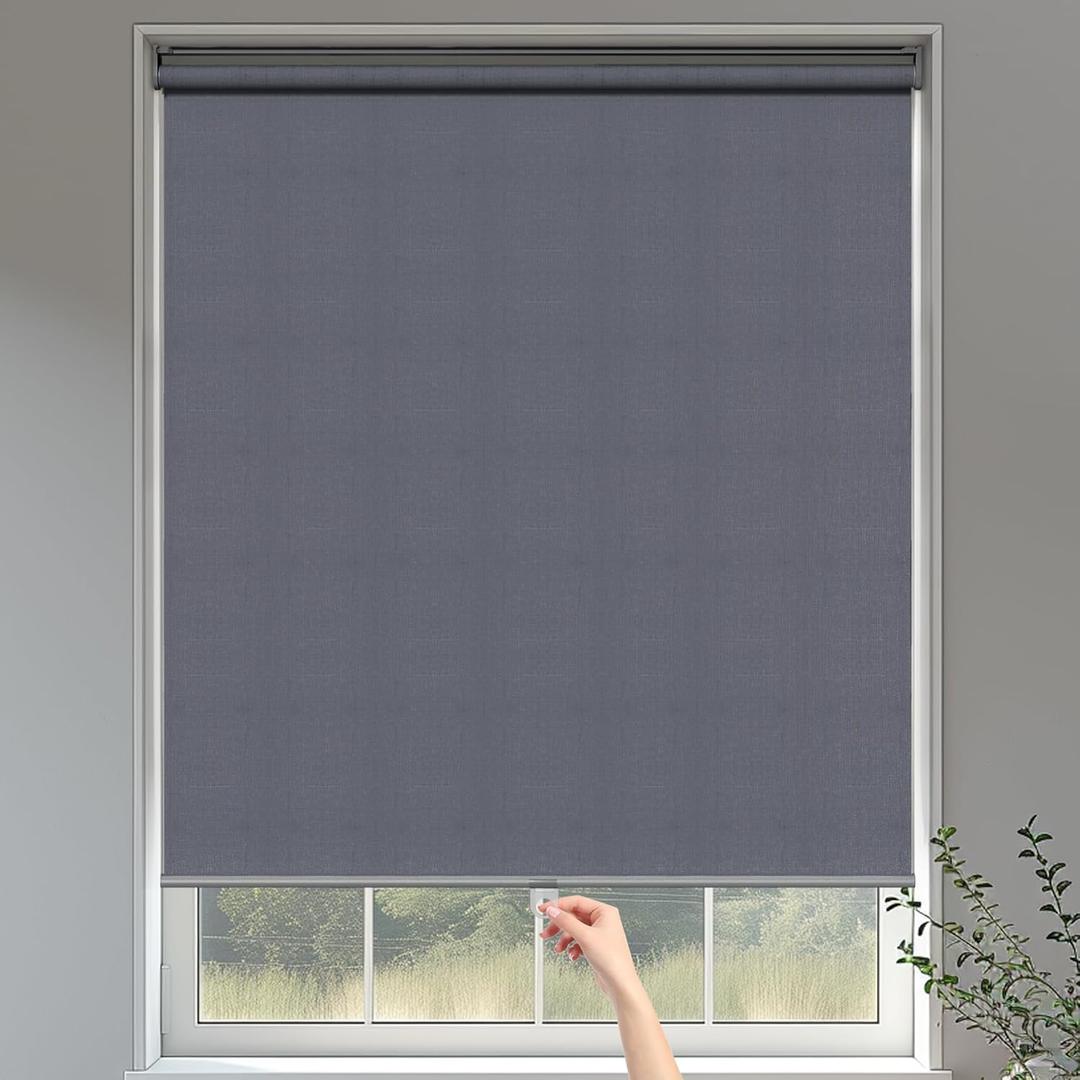 100% Blackout Roller Window Shades, 35" x 72" Free-Stop Pull Down Shades for Windows with Thermal Insulated Waterproof Fabric, Roller Blinds for Indoor Windows, Office, Home, Deep Grey