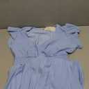 KIRUNDO Women's Summer Maxi Dresses Elegant V Neck Ruffle Flutter Sleeves Empire Waist Pleated Flowy Wedding Guest Dress (Medium, Light Blue)