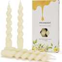 7 inch Natural Pure 100% Spiral Bees Waxs Taperad Candle 4 Packs,Diameter 0.9" Candles Twistad Candl-Unscented Candles and Smokeless for Home Decarations, Party (Ivory)