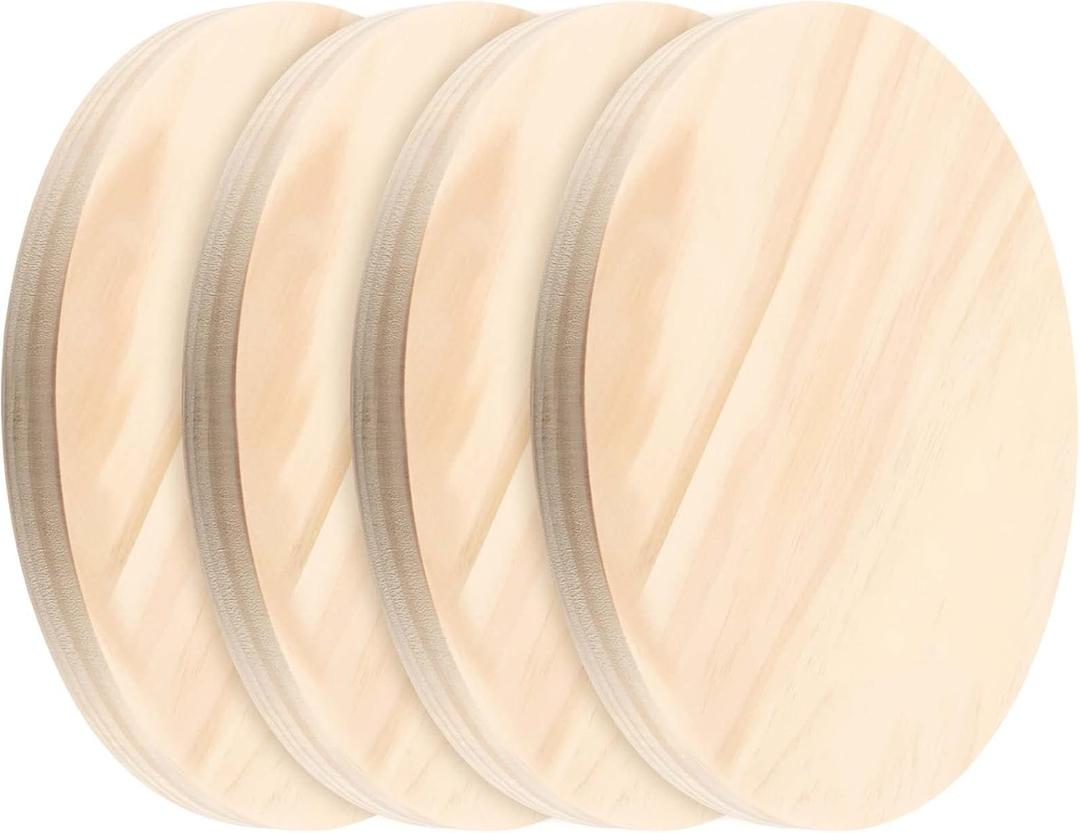 SINJEUN 4 Pack 13.6 Inch Wood Circle, 3/4 Inch Thick Round Wood Plaques with Hole Unfinished Round Plaque for Hanging, Painting and DIY Crafts