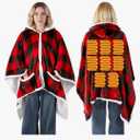 Heated Throw Wearable Blanket for Women Oversized Buffalo Plaid Flannel Hoodie USB 3 Heat Settings Robe Poncho Blanket Christmas Winter Gifts for Xmas Mom Women