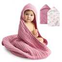 Baby Girl Bath Towels, 100% Muslin Cotton Hooded Baby Towels for Newborn, 2 Pack Baby Towels with Hood for Infant Toddler and Kids, Large 32x32Inch Bath Essentials, Soft and Absorbent