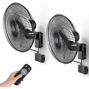 2PCS 18" Wall Mounted Fan with Thermostat & Remote, Oscillating Fan | Wall Mount Fan, 1-18H Timer, 3-Speed 4200 CFM High Velocity Industrial Wall Fan for Garage, Farm, Patio, Workshop, Barn