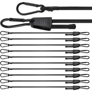 10 Pcs 43 Inch Adjustable Bungee Cords with Hooks, Heavy Duty UV Resistant Elastic Straps Easily Adjust from 7 to 43 Inches for Cargo, Camping, Bike, Truck, Luggage and Outdoor Use