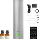 Hotel Collection Diffuser Machine,Remote,Rechargeable,Whisper-Quiet,Aluminum,1500 Sq Ft,Waterless Essential Oil Diffuser - Matte Silver