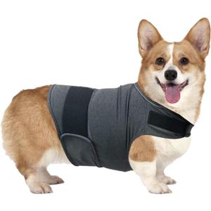 Dog Anxiety Relief Shirt, Adjustable Anxiety Coat Jacket for Fireworks, Thunderstorm, Travel, Separation, Calming Vest Wrap for Small Medium Large Dogs (S) (Dark Grey)