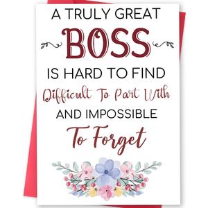 3 x Boss Day Card  Thank You Appreciation Greeting Card for Boss, Mentor, Manager  Farewell, Retirement or Bosss Day  Large 8 x 5.3 Inch with Envelope (141)
