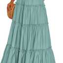 PRETTYGARDEN Boho Maxi Skirts for Women Trendy Summer 2026 Spring Long Flowy A Line Tiered Skirt Beach Vacation Clothes Dress (Medium, Blue Green)