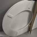 Round Toilet Seat Angol Shiold Quiet-Close Molded Wood Toilet Seat with Non-Slip Adjustable Hinges, Anti-Pinch Bumpers, Easy Install & CleanWhite, Round 16.5''