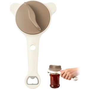 4 in 1 Multi-Purpose Jar Opener,Adjustable Stainless Steel Jar Opener,Multi-Functional Retractable Jar & Bottle Openers,Multi Size Lid Tool for Jars Cans Wine Bottles,Home Kitchen Helper (Beige)