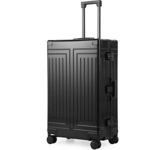 KANGSHILU All Aluminum Carry On Luggage, Cut from Whole Aluminum Sheet, 22x14x9 Airline Approved, 3rd Generation, Premium Metal zipperless suitcase, black, 28inch