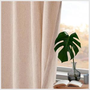 HOMIDATE Natural Flax Linen Curtains for Living Room & Bedroom 84 Inch- Set of 2 Lightweight Linen Drapes (50x84 Inch) - Soft Cotton Linen Blend, Elegant Home Decor