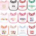 2 Pcs Hudson Baby Unisex BabyCotton Bibs (One Size, Holiday Bold Girl)