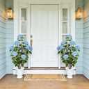 Nafresh 4FT Real Touch Faux Hydrangea Tree Outdoor, 2 Pack Blue Hydrangea Tree Artificial with Vibrant Blooms, Faux Hydrangea Potted Plant for Indoor Outdoor Home Front Porch Pation Decor