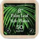 8" Square Palm Leaf Disposable Plates (50-Pack) | Premium Biodegradable, Eco-friendly Heavy Duty |100% Like Natural Bamboo Plates | Ideal for Parties, Weddings, Catering Events