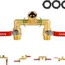 Hose Splitter 2 Way Heavy Duty Brass Garden Hose Splitter with 360 Rotatable, 304 Stainless Steel Long Handle Outdoor Full Flow Hose Splitter Connector, 3/4" GHT Thread