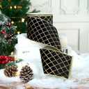 MAYREEL 4 Inch Black and Gold Velvet Wired Ribbon Metallic Diamond Glitter Grid for Christmas Gift Wrapping Floral Craft Bows Wreaths Garland Wedding Holiday Decor 10 Yards